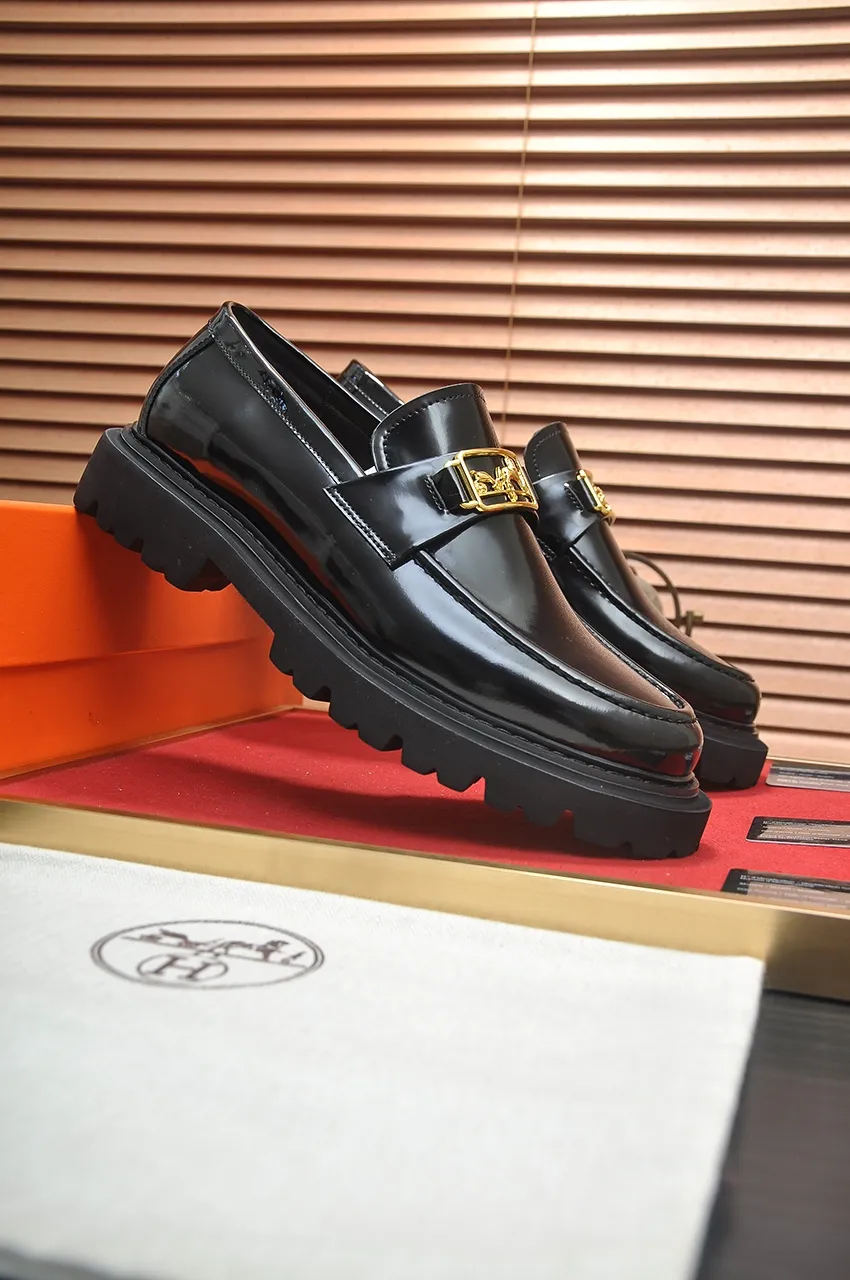 Men's men's shoes 💰720💶【[Hermes HERMES】】(High-end Niuli) New 🍀 HERMES - top version of classic casual leather shoes! Made of imported original cowhide, the inner top layer is comfortable cowhide lining! Original wear-resistant rubber foam outsole! High quality products! Code number 38-45 (45 customized)